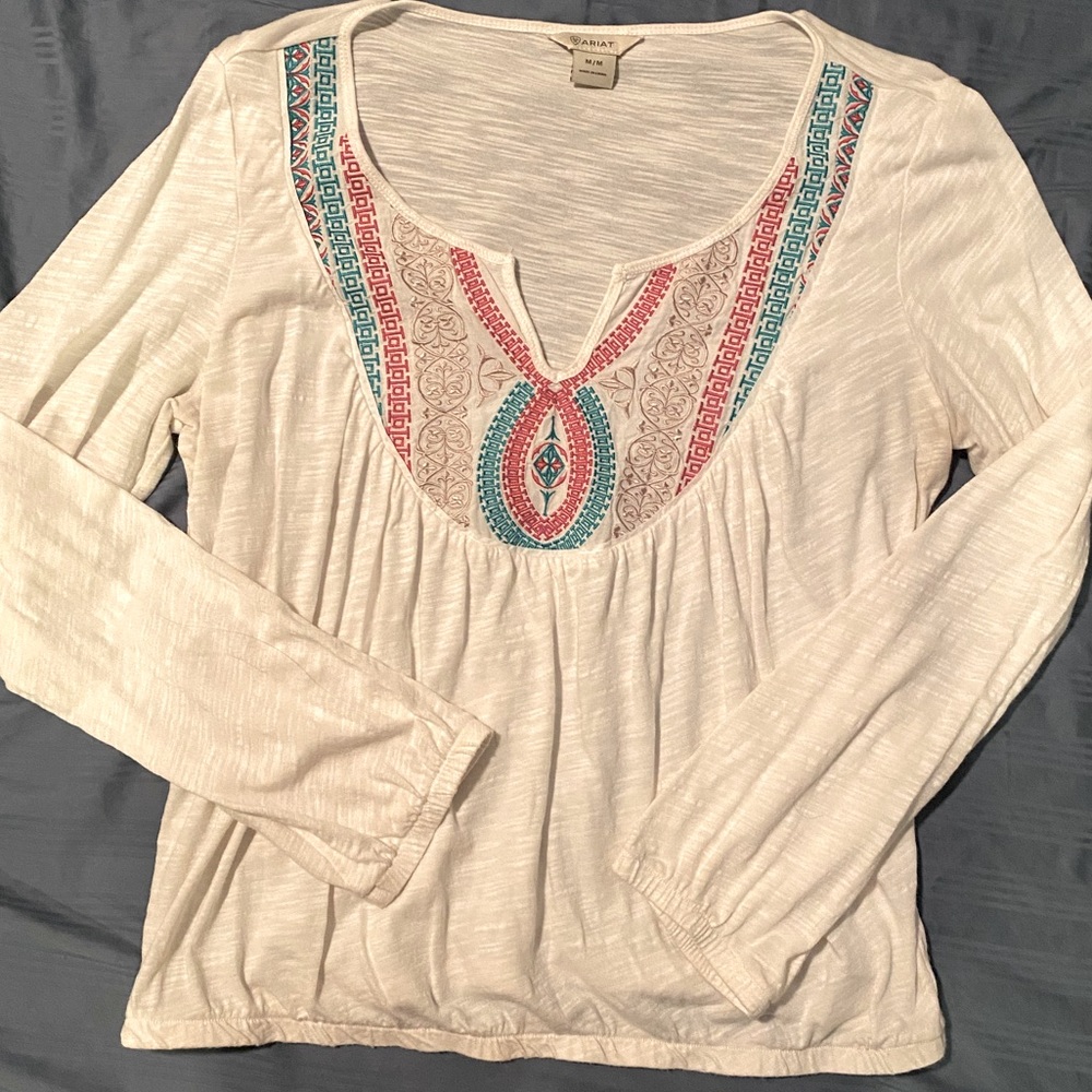 Ariat embroidered peasant top